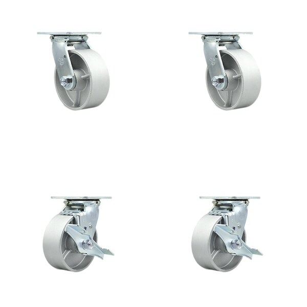 Tool Box Caster Wheel Set 5'' Semi Steel Cast Iron Swivel Casters, 4PK